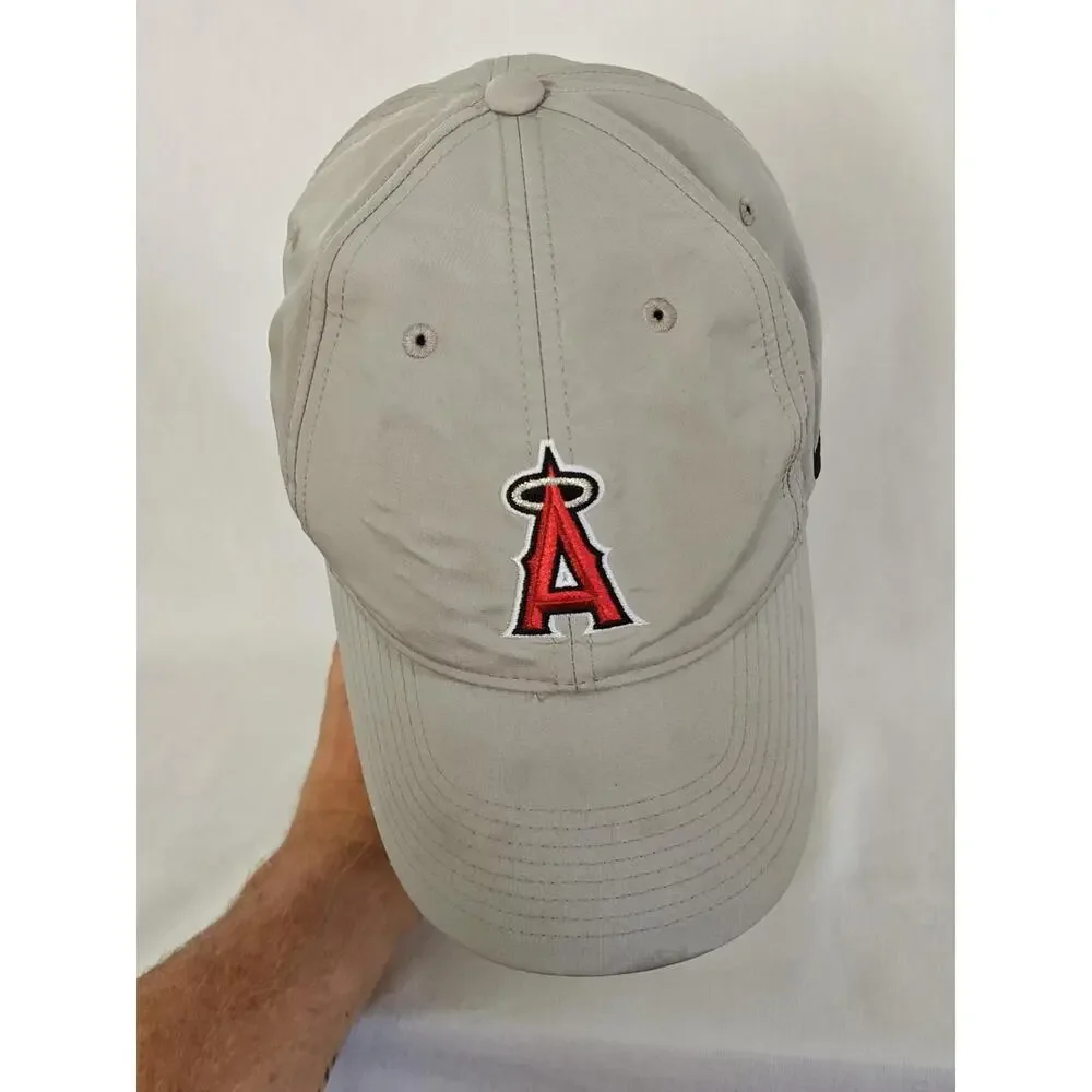 Anaheim Angels Gray Embroidered DriFit Strapback Hat Cap MLB‎ Nike Legacy91